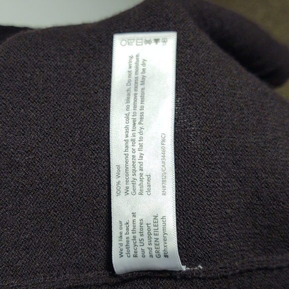 EILEEN FISHER Women's Open Front Long 100% Wool Dark Brown Cardigan Size XSmall - Picture 6 of 16